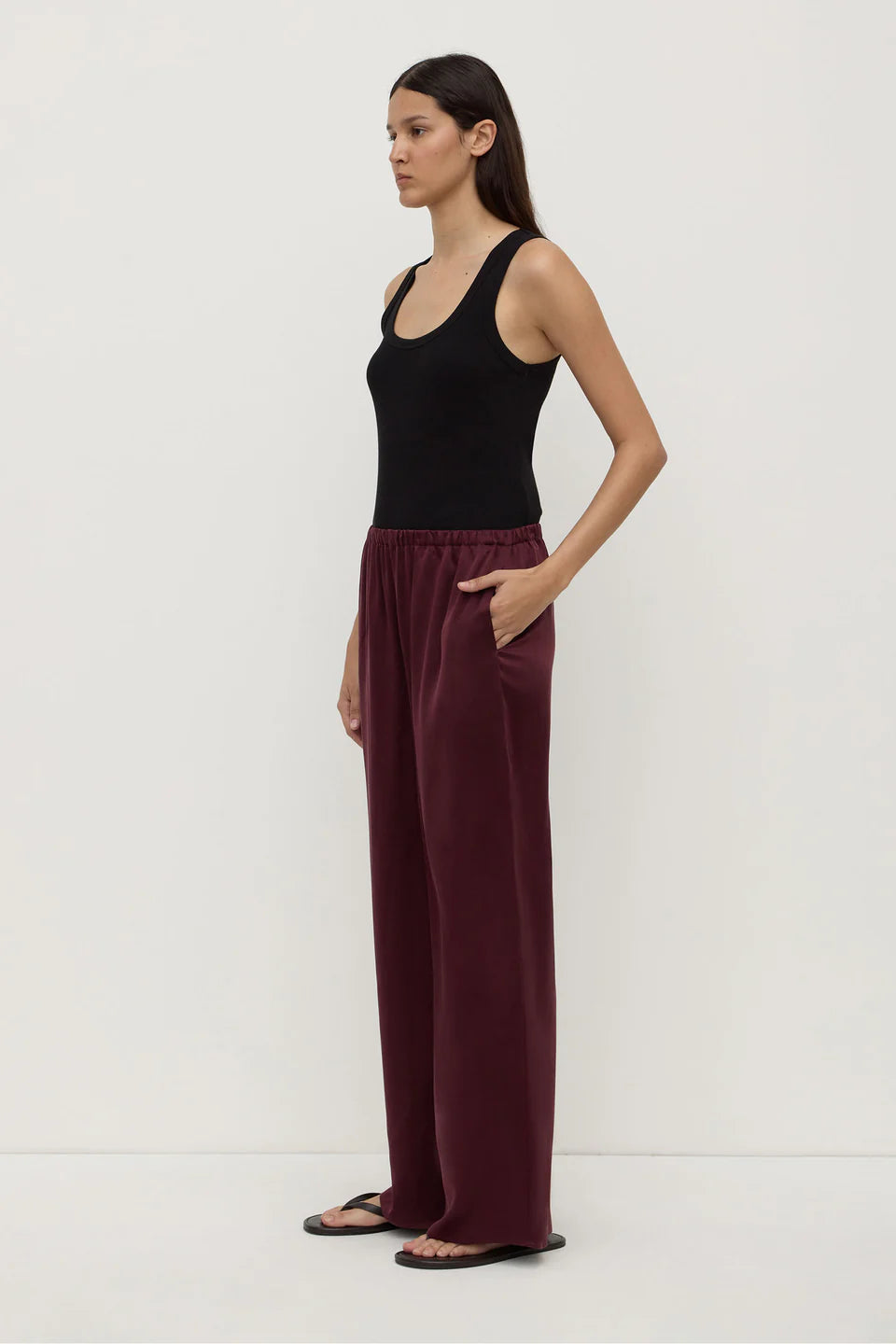 Pippa Silk Pant | Merlot