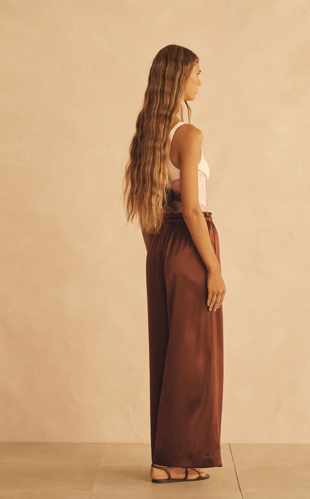 Roma De Sera Silk Gathered Wide Length Pant
