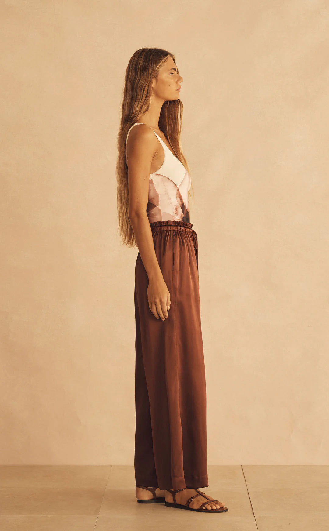 Roma De Sera Silk Gathered Wide Length Pant