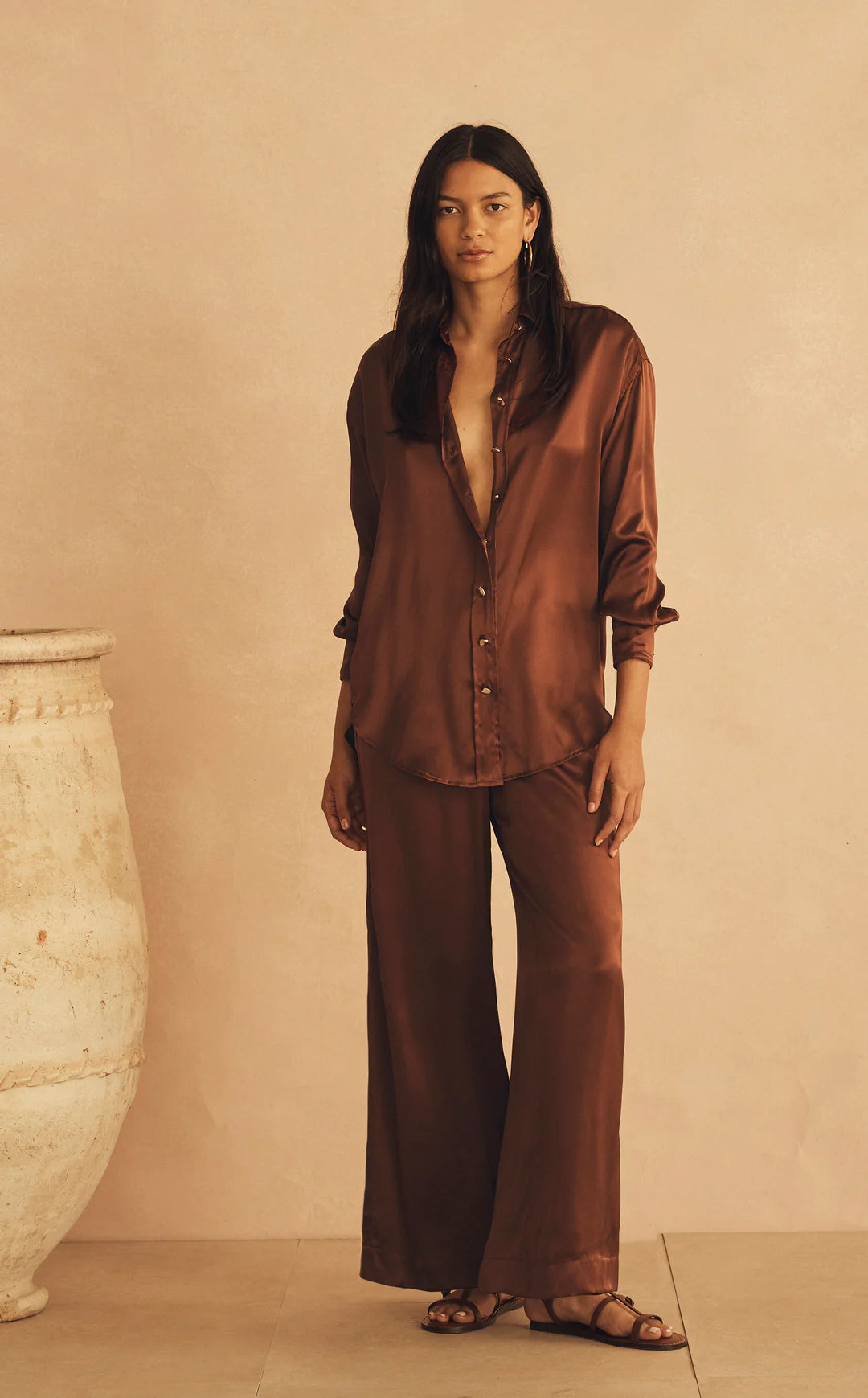 Roma De Sera Silk Gathered Wide Length Pant