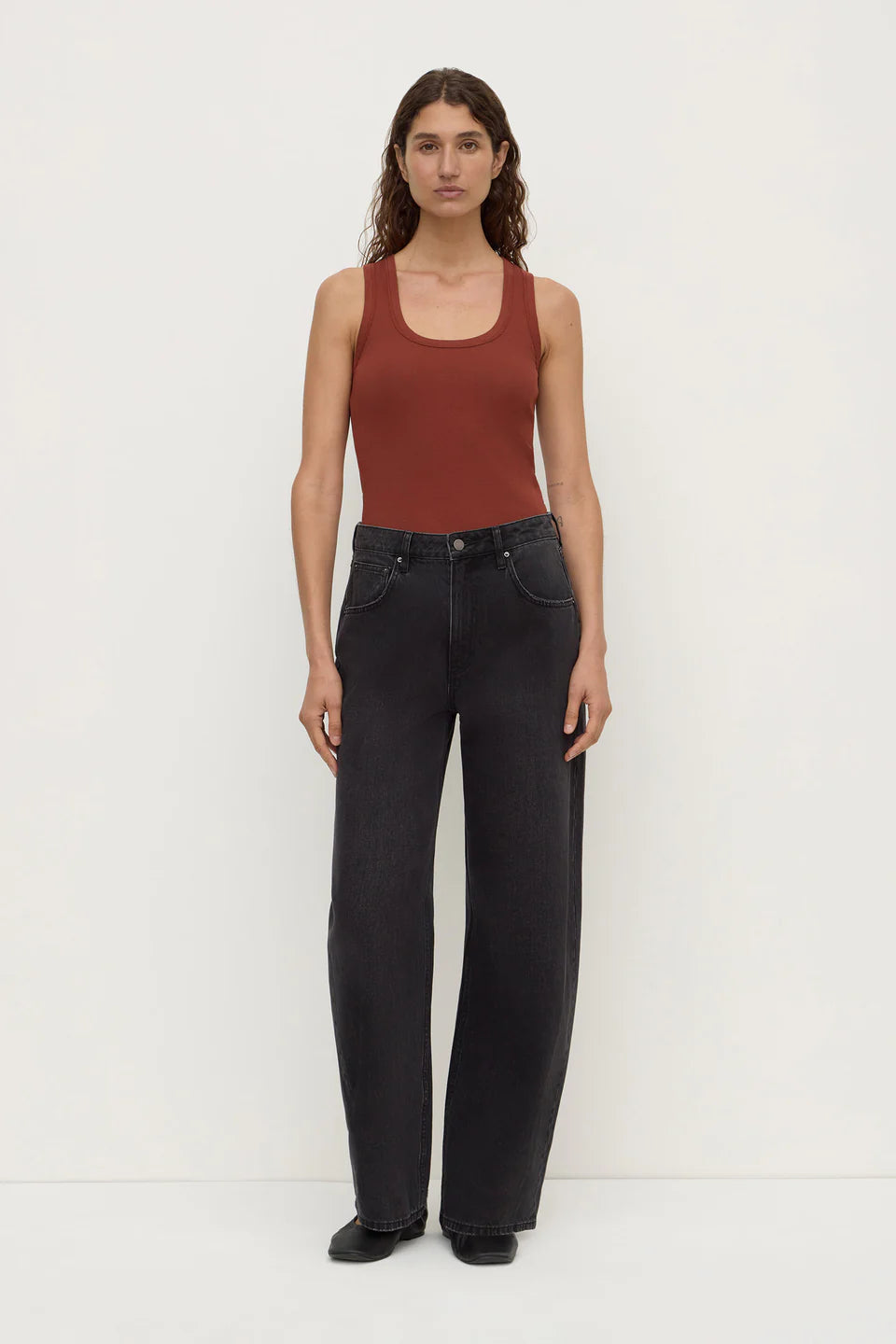 Robyn Scoop Neck Rib Tank | Burnt Amber