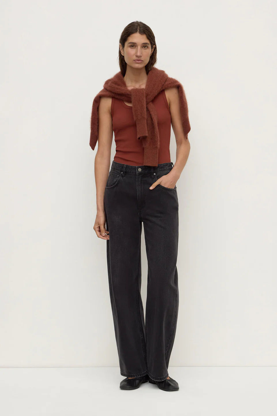 Robyn Scoop Neck Rib Tank | Burnt Amber
