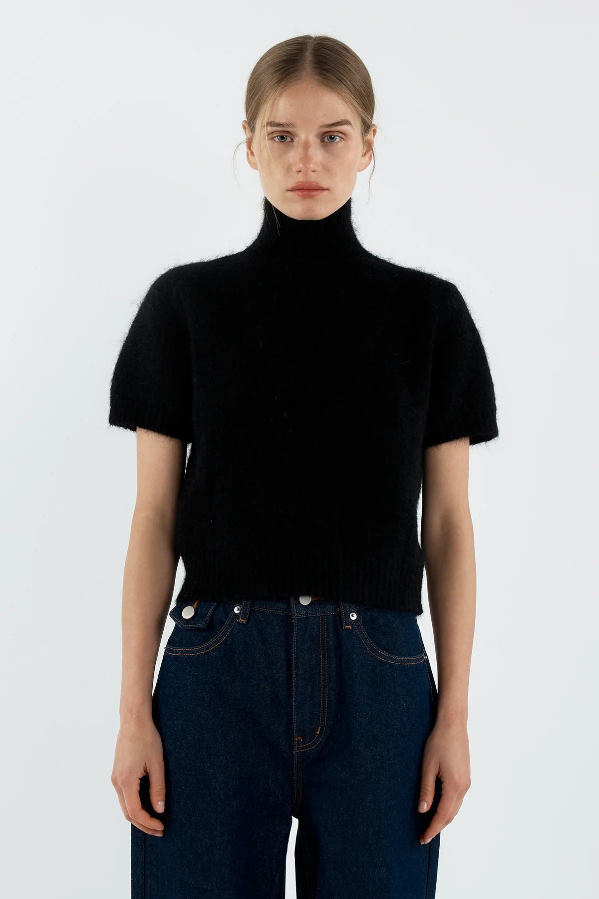 Giselle Short Sleeve Tunic Top | Black