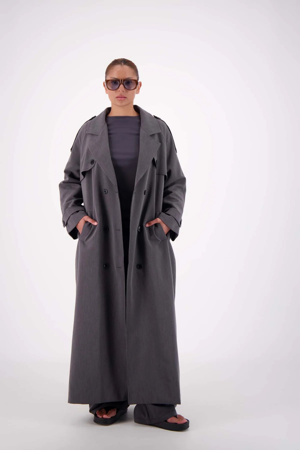 Serena Trench Coat | Steel Grey