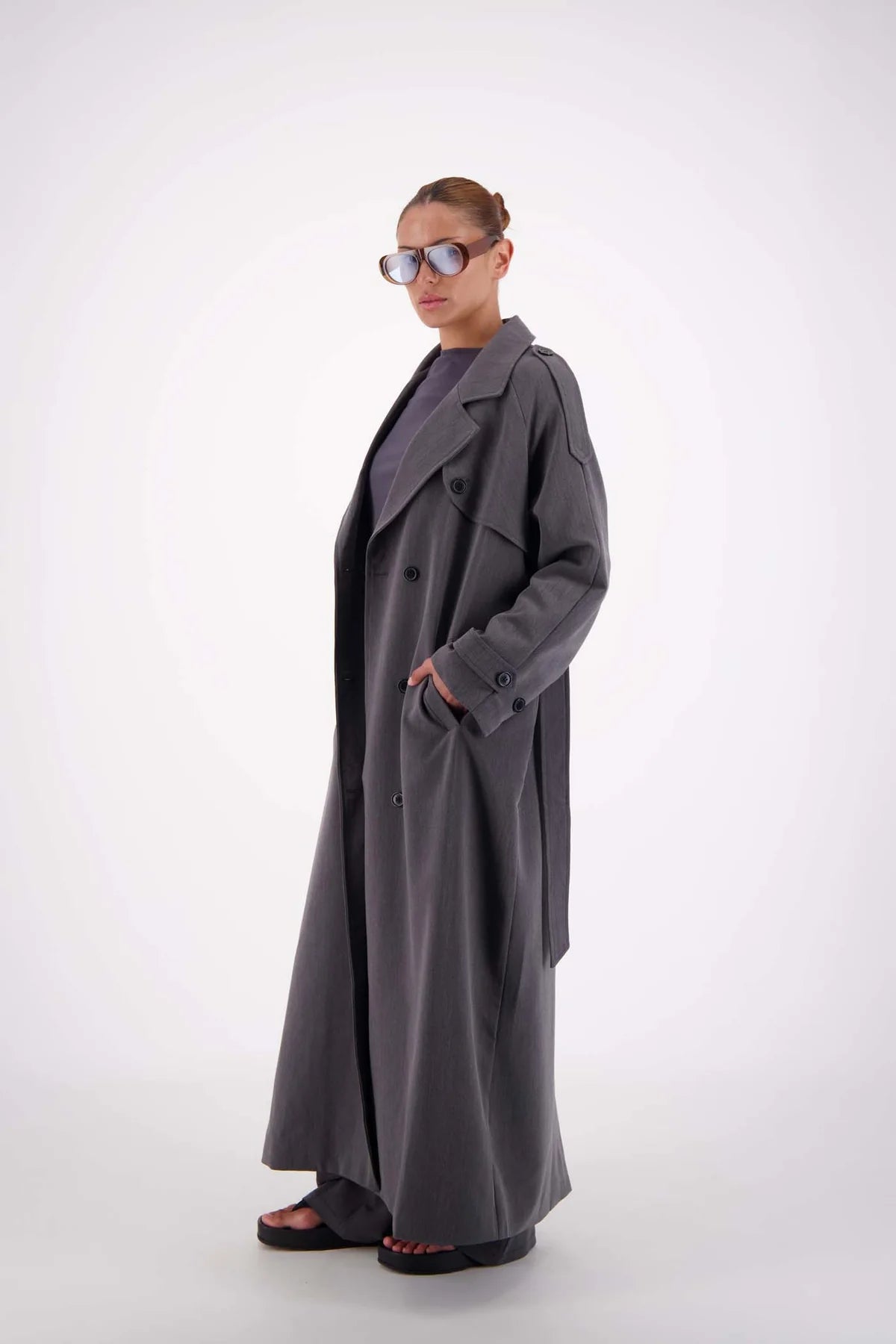 Serena Trench Coat | Steel Grey