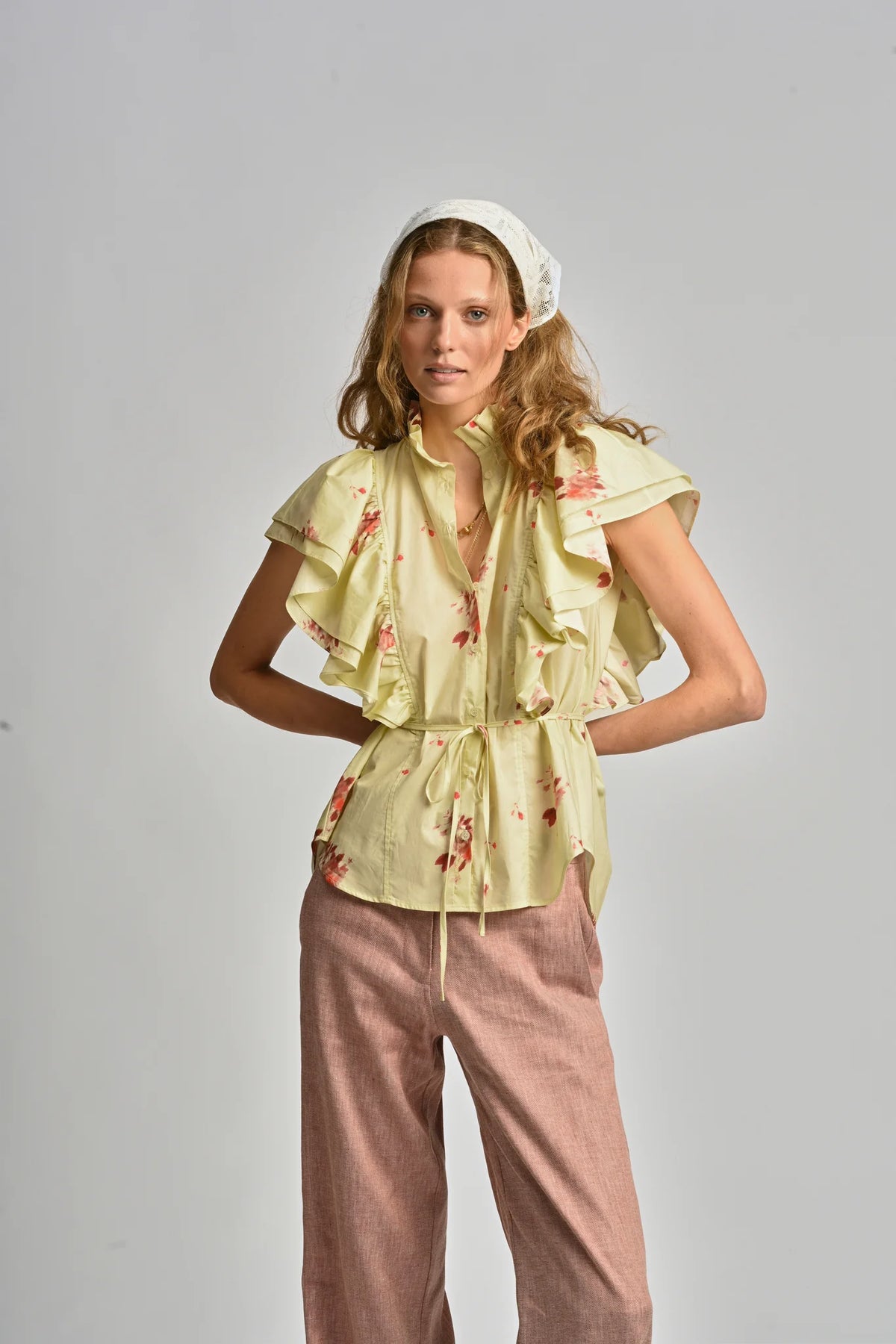 Le Tablecloth Frill Top | Lemon Butter