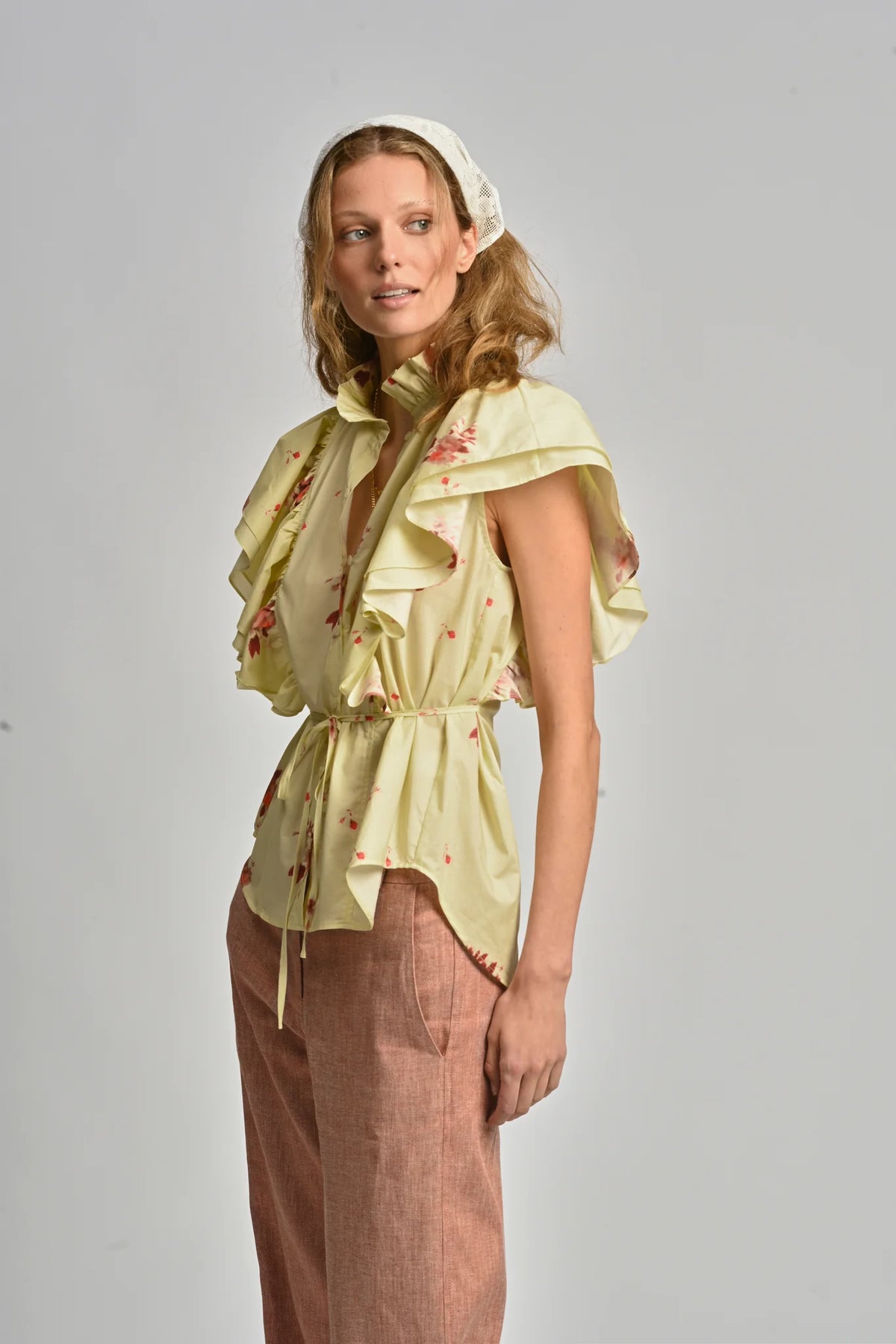 Le Tablecloth Frill Top | Lemon Butter