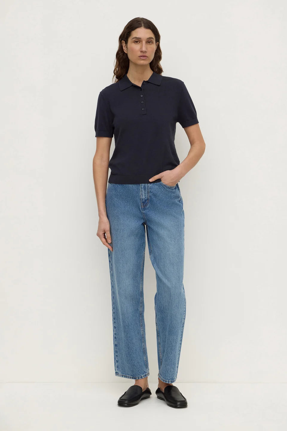 Sloan Cotton Cashmere Polo | True Navy