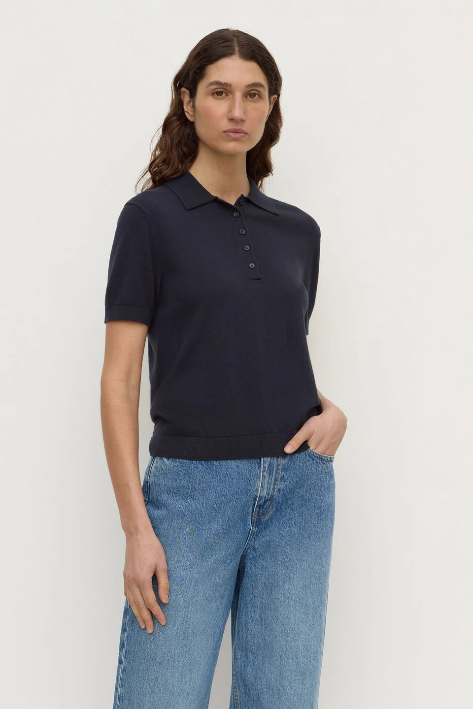 Sloan Cotton Cashmere Polo | True Navy