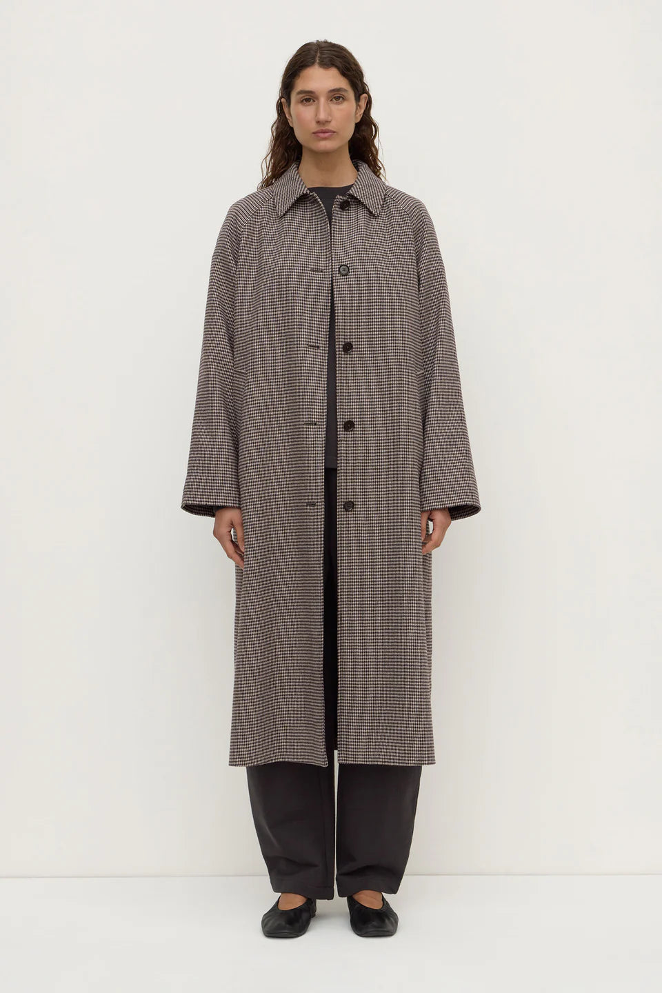 Solana Wool Coat | Brown Black Check