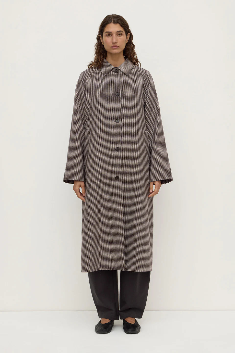 Solana Wool Coat | Brown Black Check