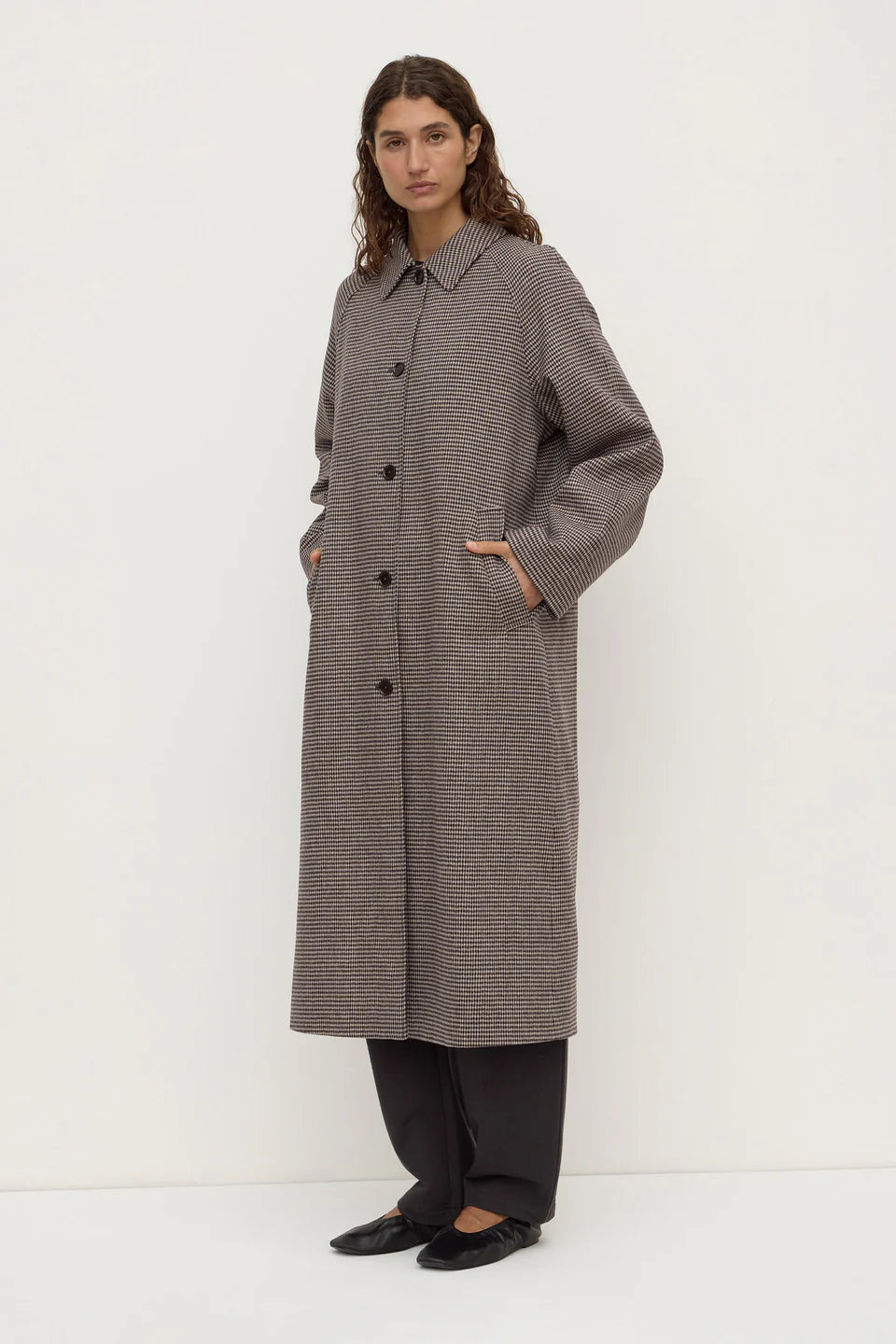 Solana Wool Coat | Brown Black Check