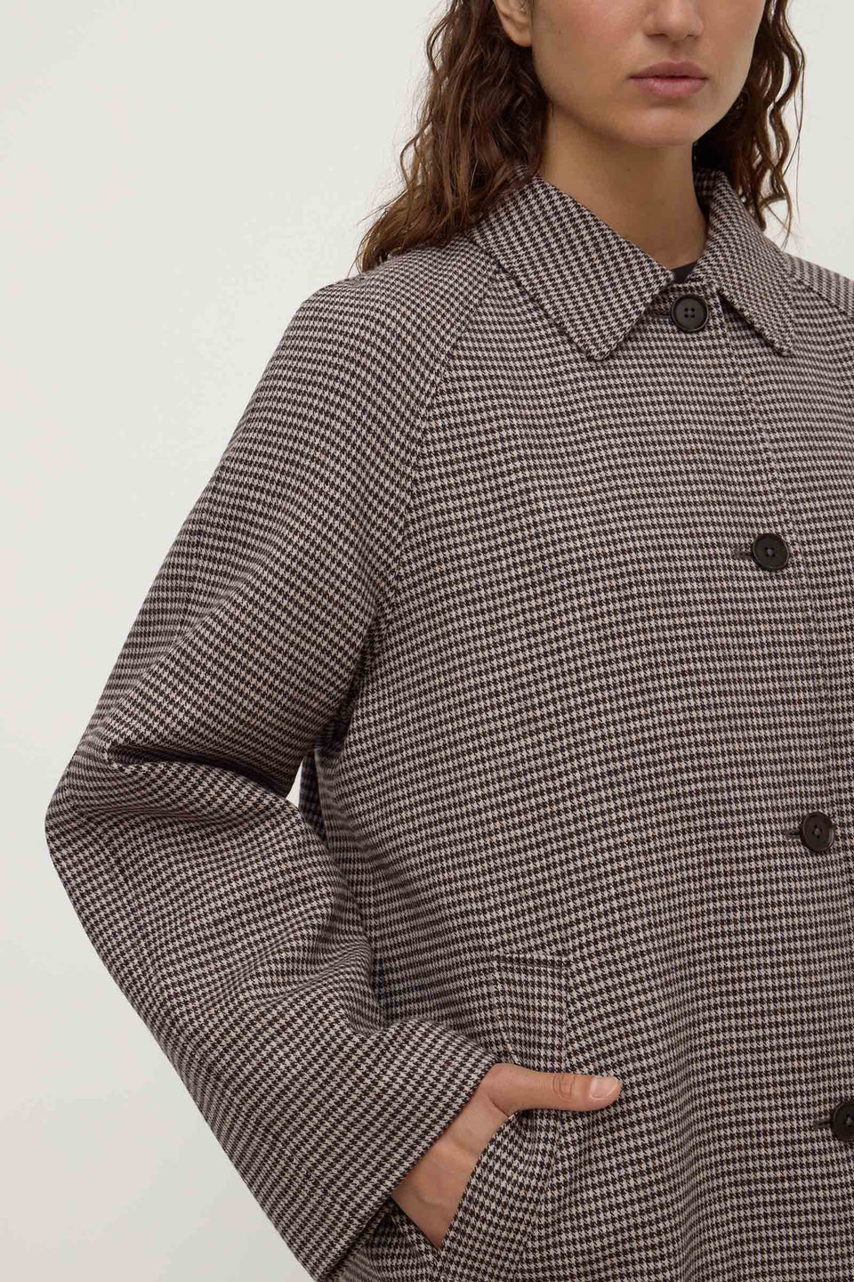 Solana Wool Coat | Brown Black Check
