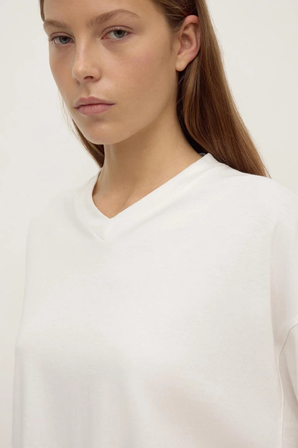 Stella V Neck Long Sleeve Tee | White
