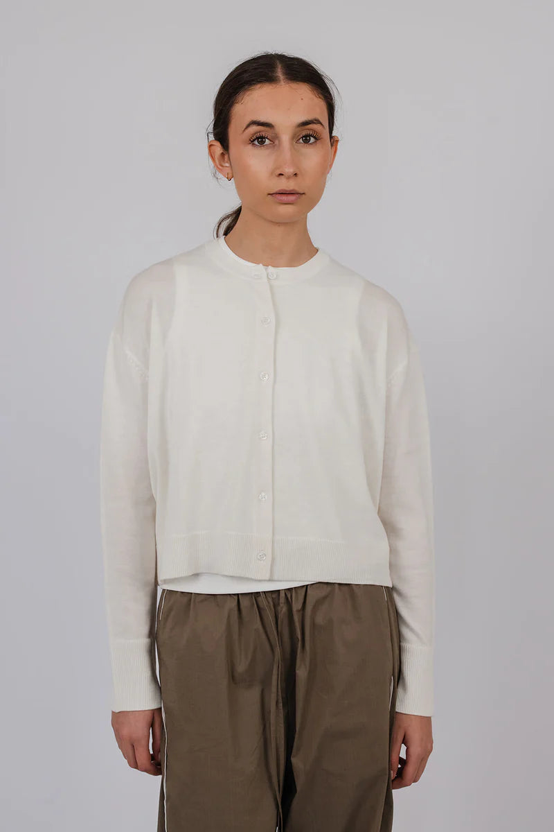 Ammie Fine Merino Cardigan | Chalk