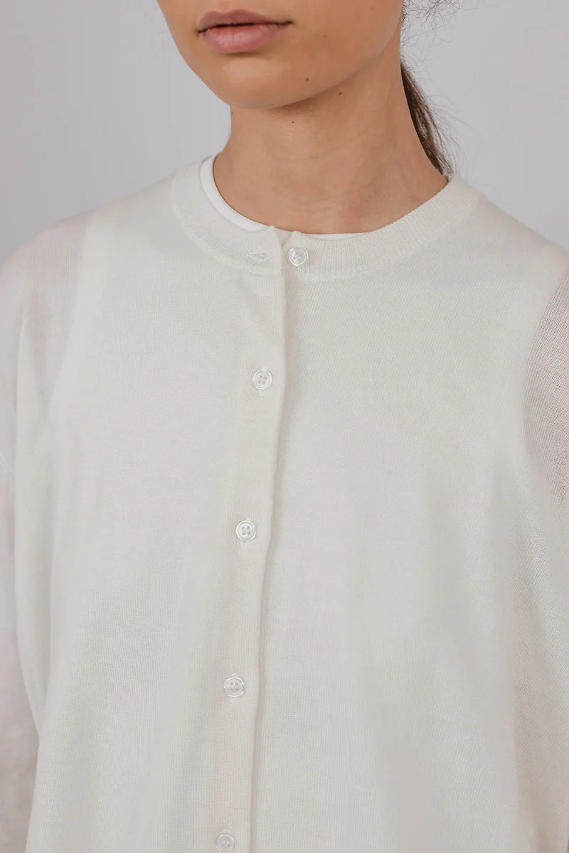 Ammie Fine Merino Cardigan | Chalk