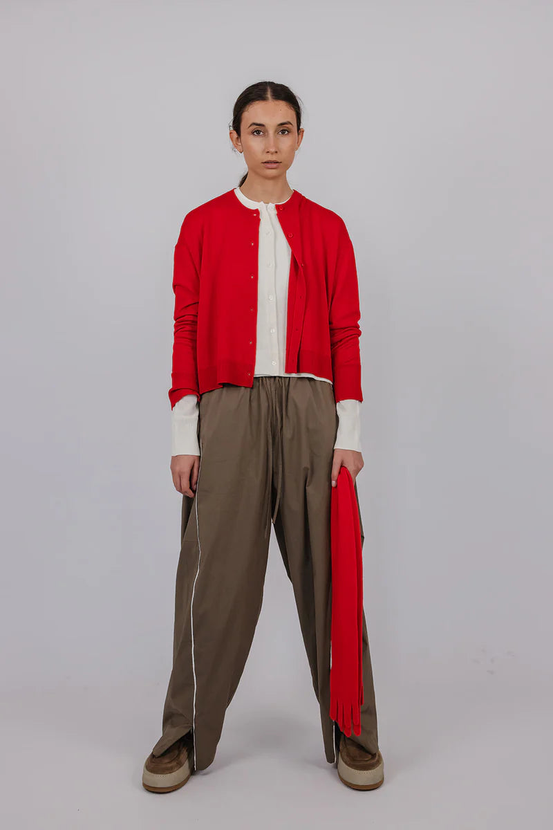 Ammie Fine Merino Cardigan | Red