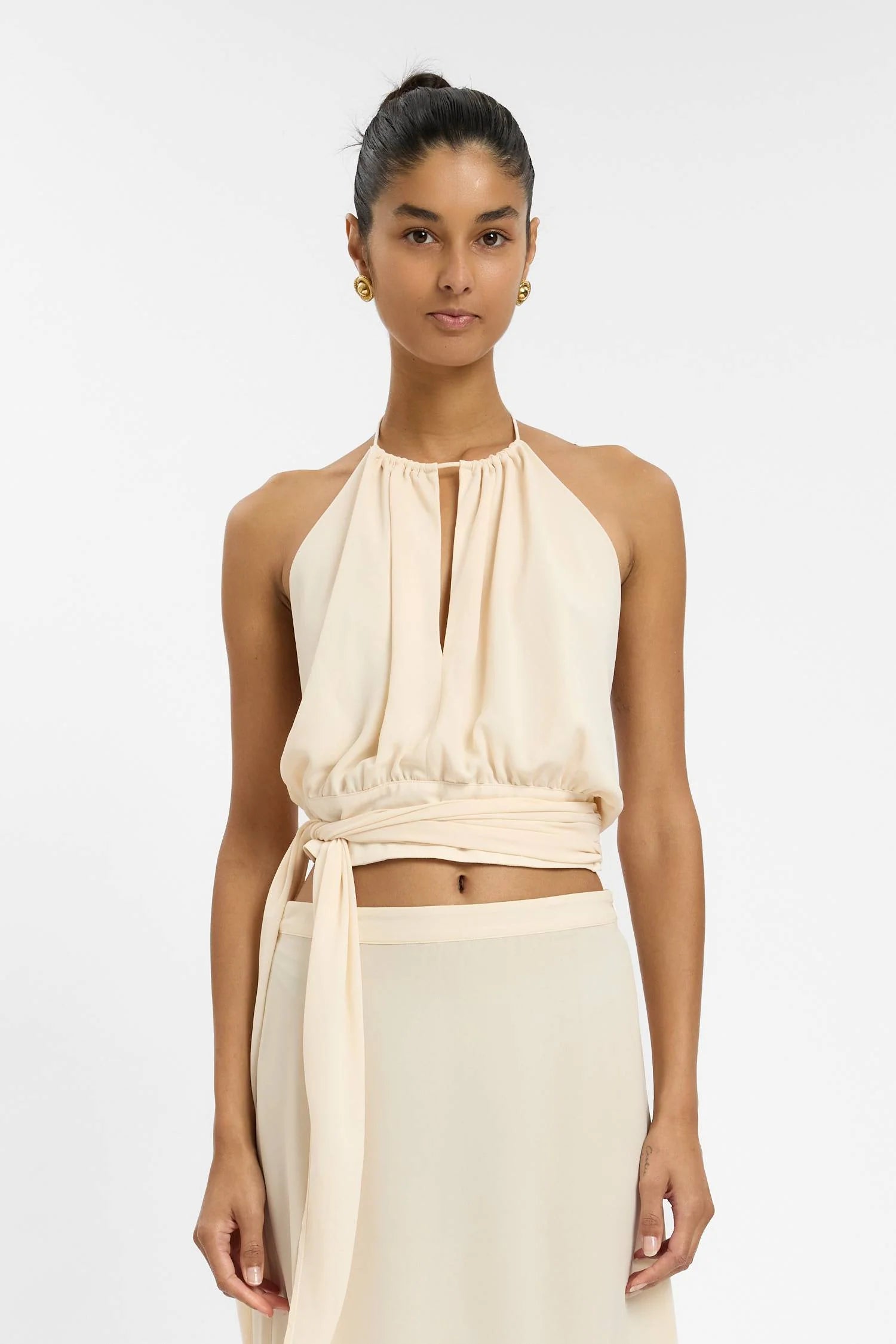 Draped Halter Top| Ivory