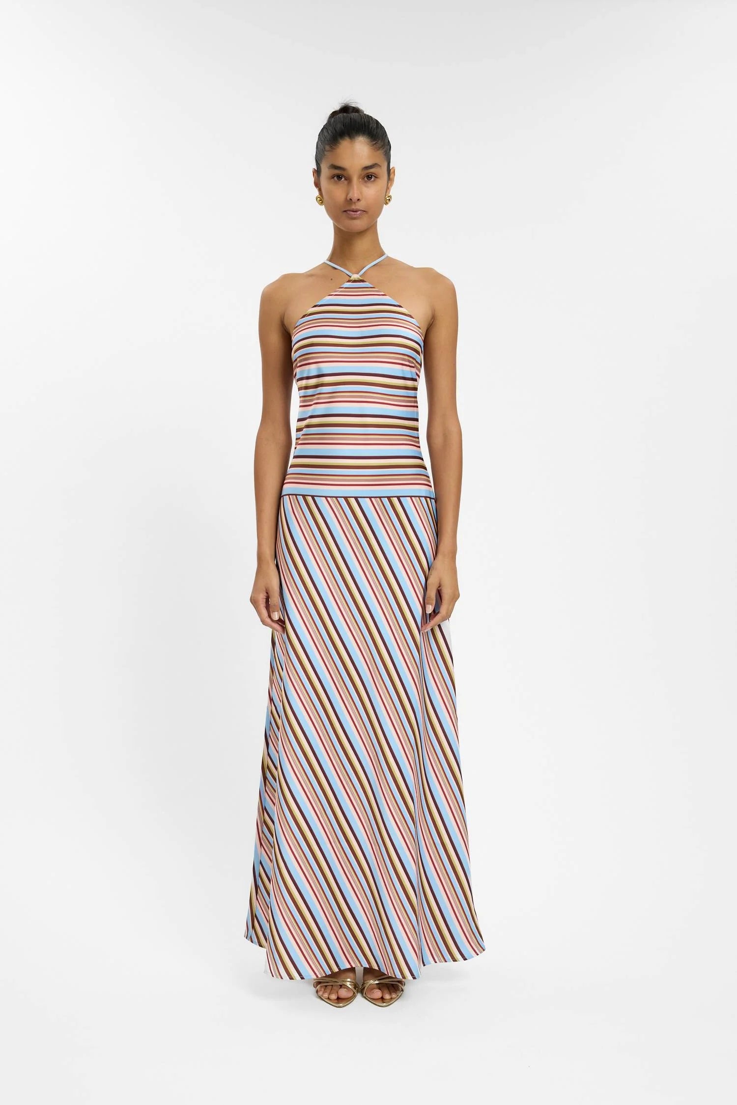 Halter Maxi Dress | Vintage Stripe