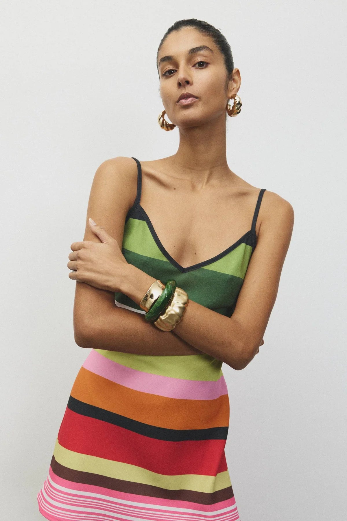 Bias Mini Dress | Emerald Stripe