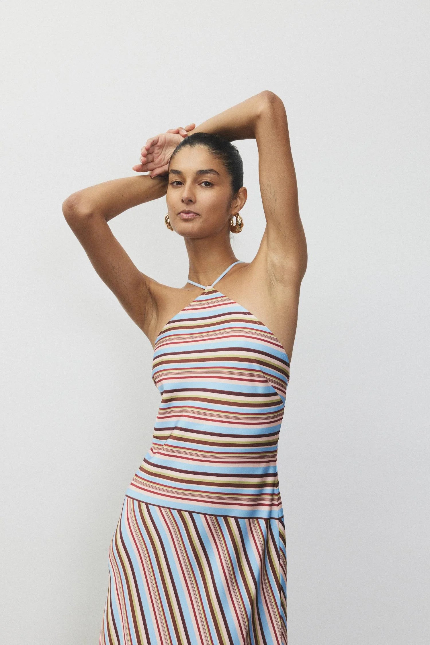 Halter Maxi Dress | Vintage Stripe