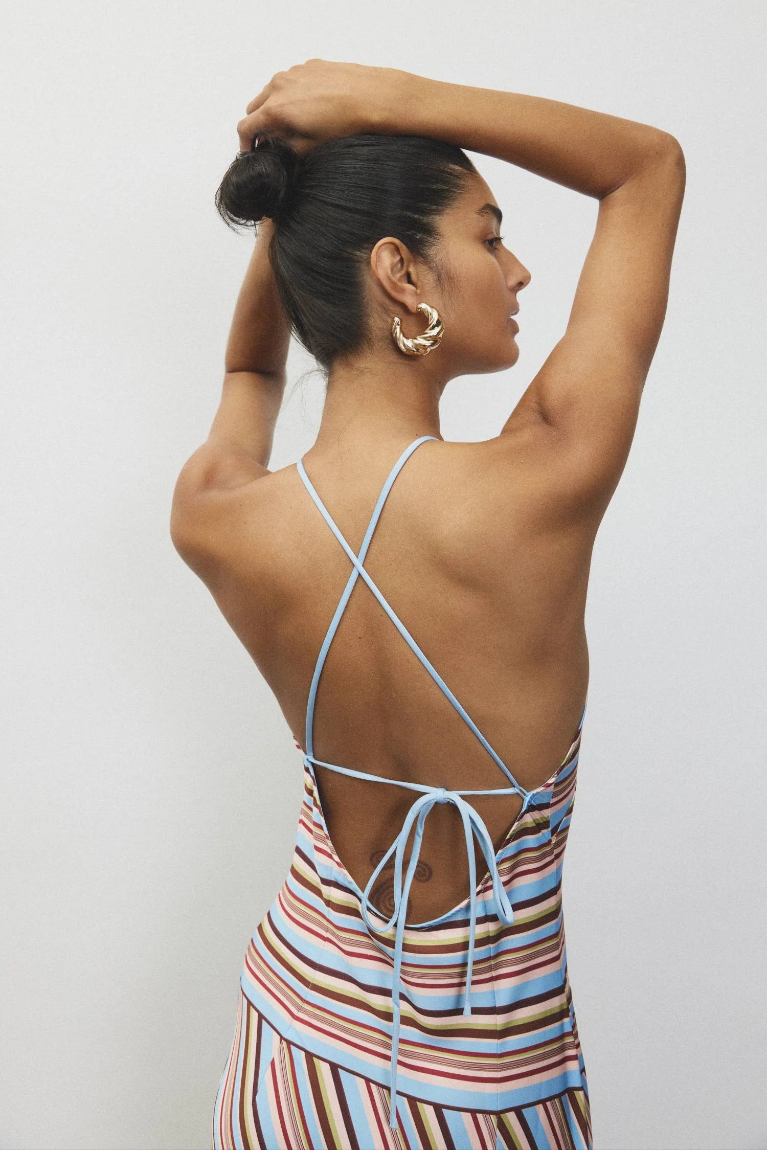 Halter Maxi Dress | Vintage Stripe