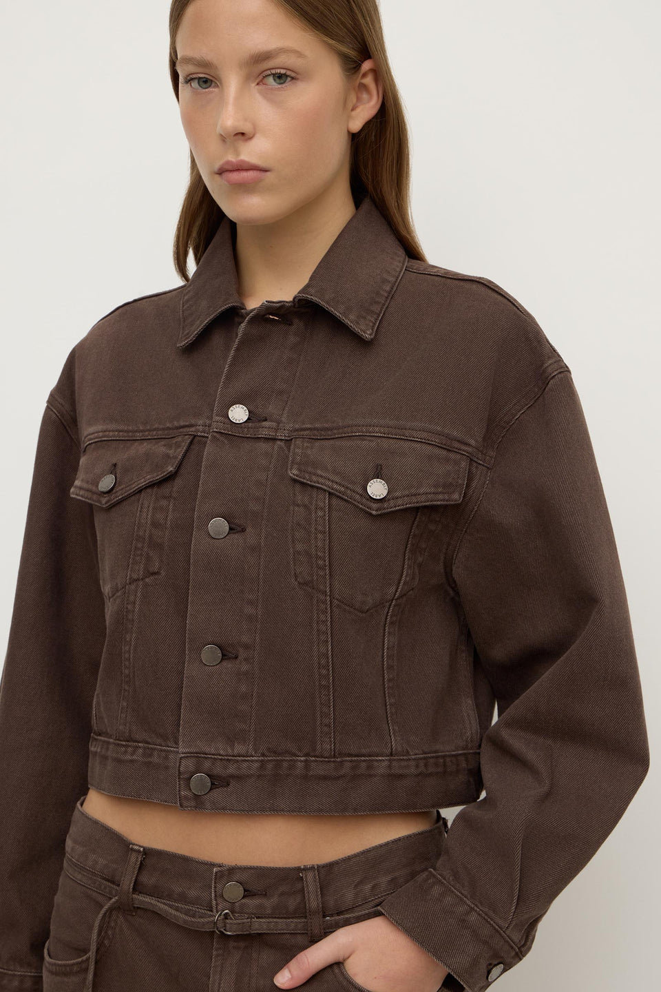 Cropped Denim Jacket | Dark Ganache