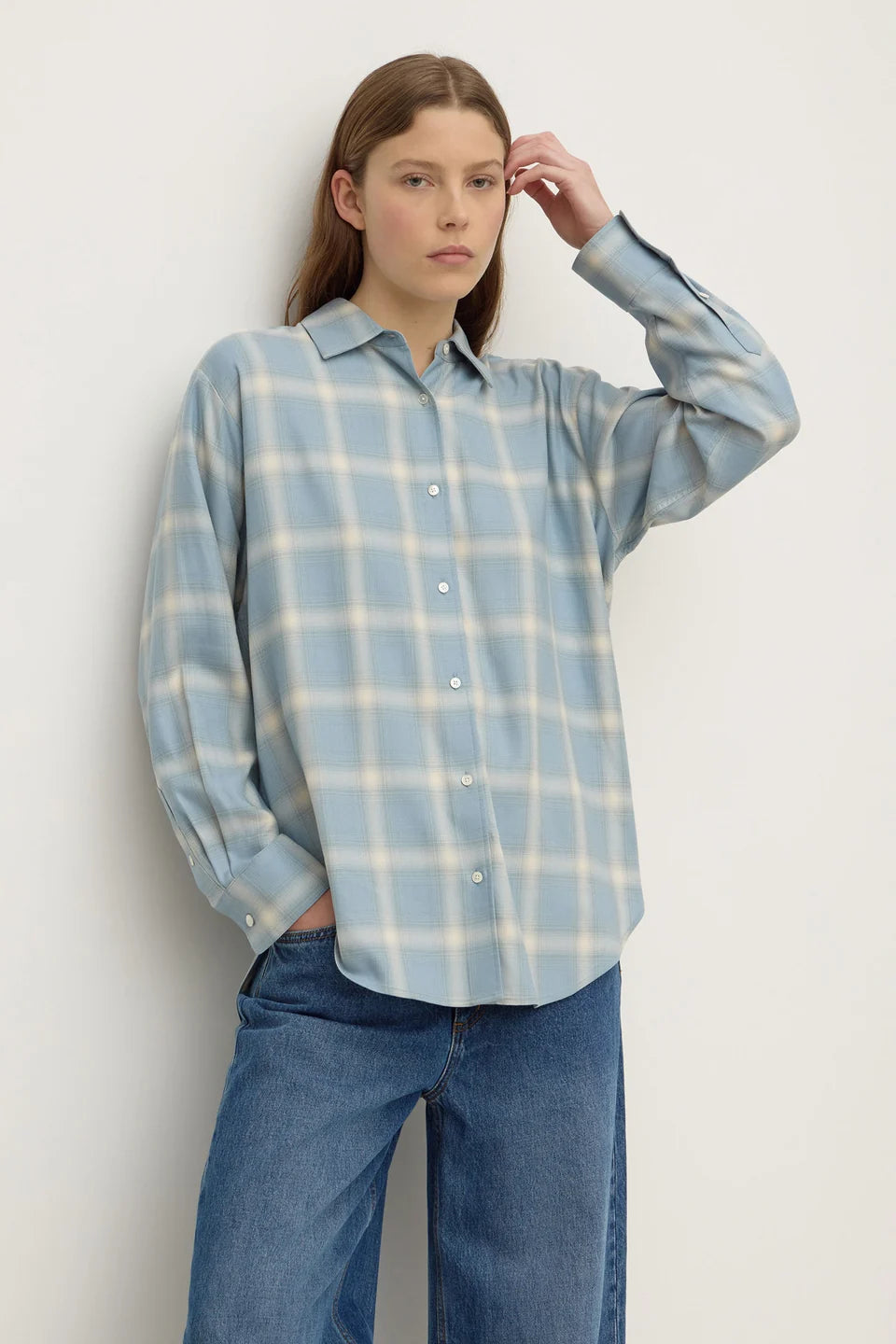 Luka Japanese Shirt | Steel Blue Check