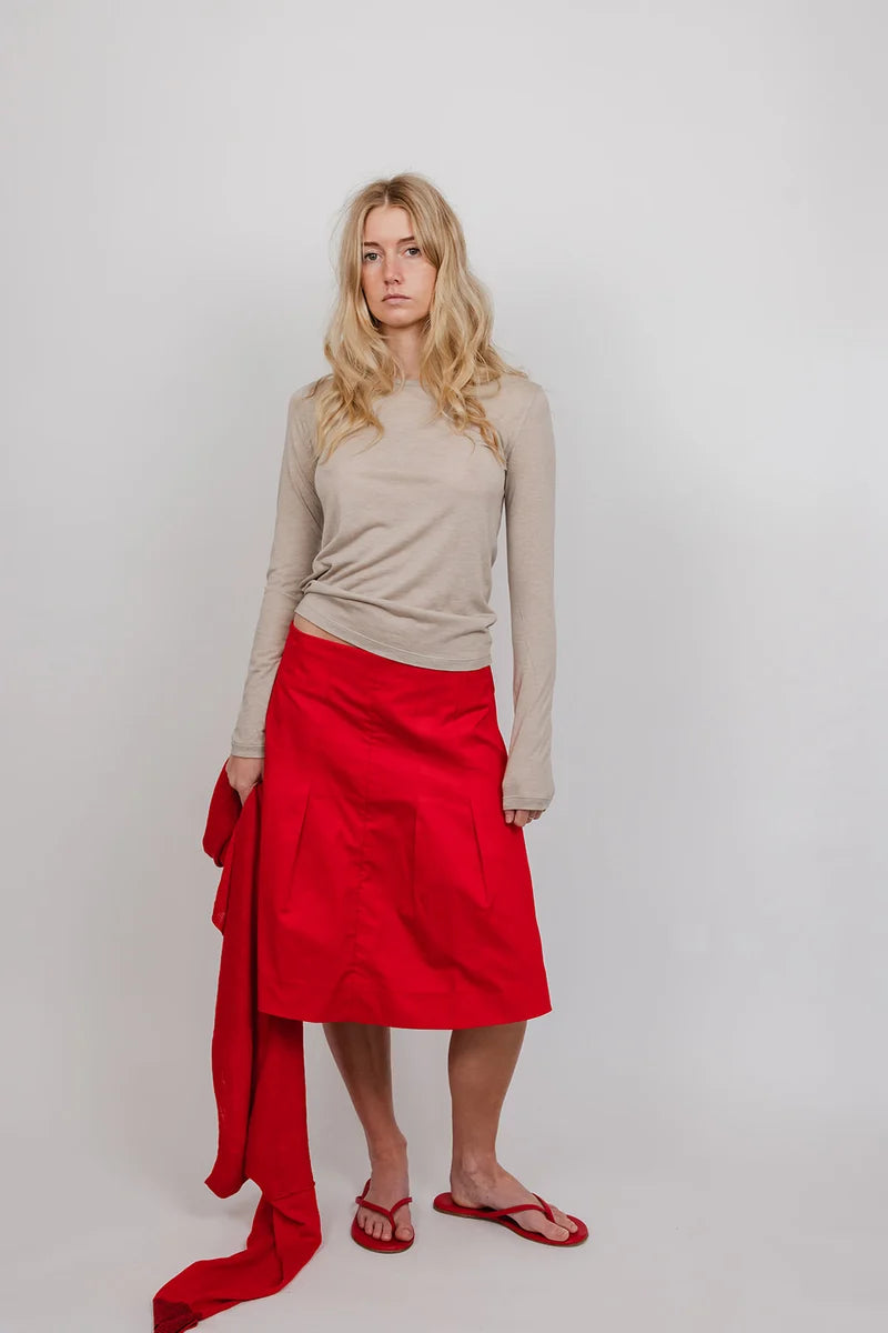 Hattie Cotton Pleat Skirt | Red