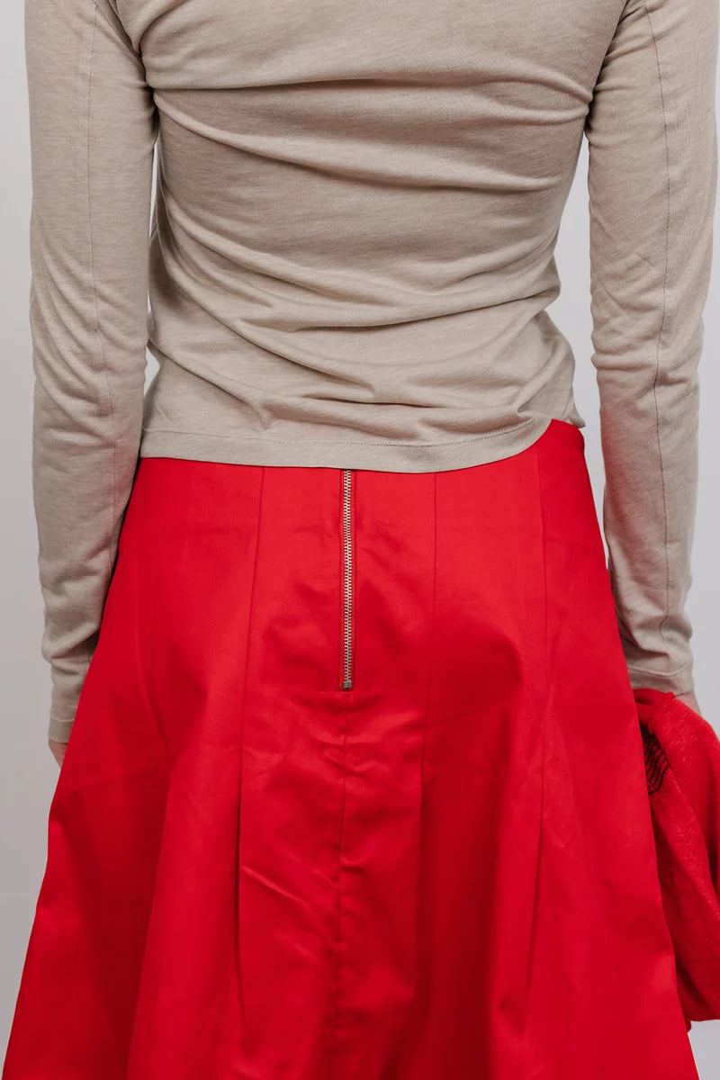 Hattie Cotton Pleat Skirt | Red