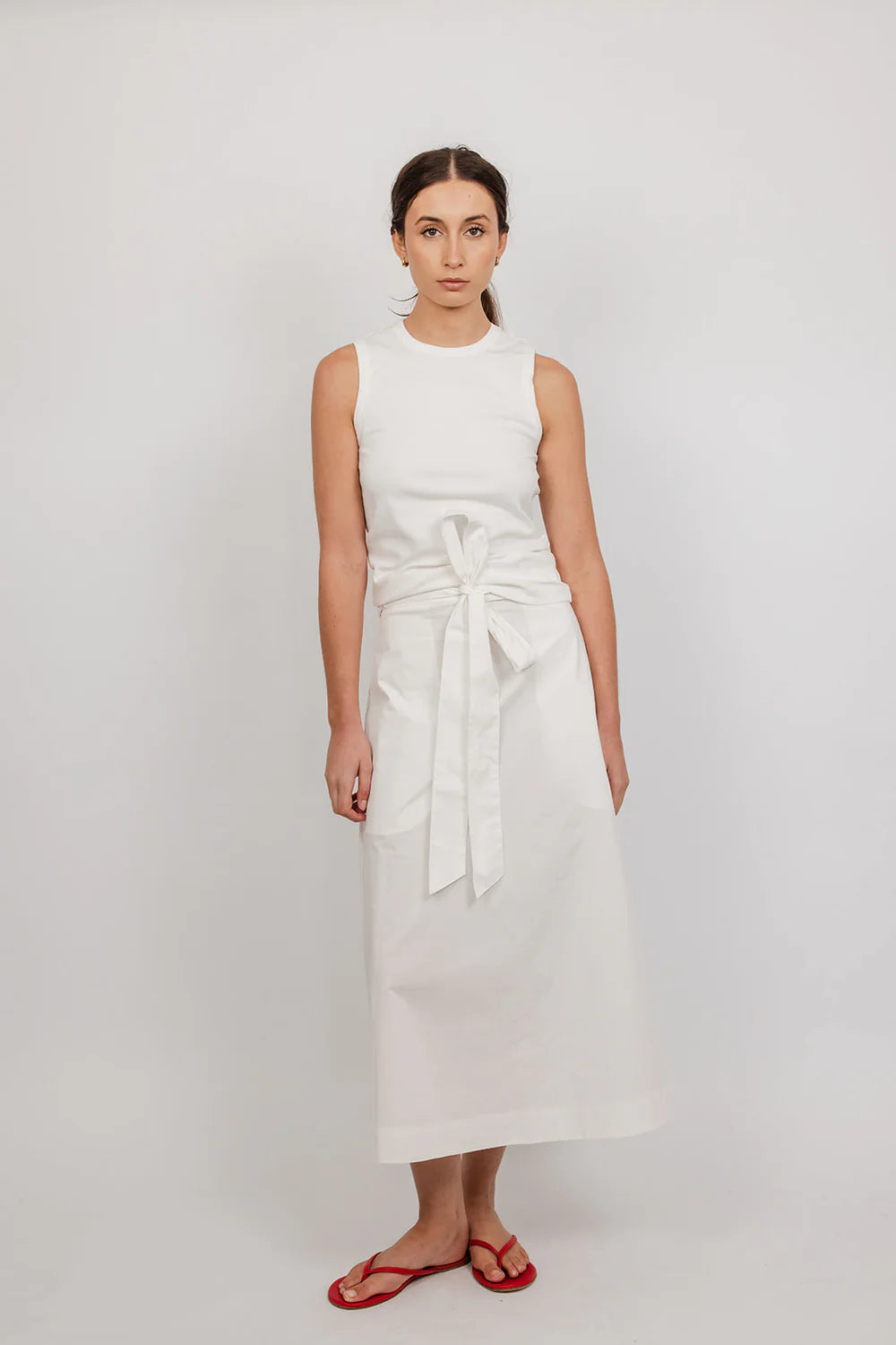 Quinn Crisp Cotton Wrap Skirt | White