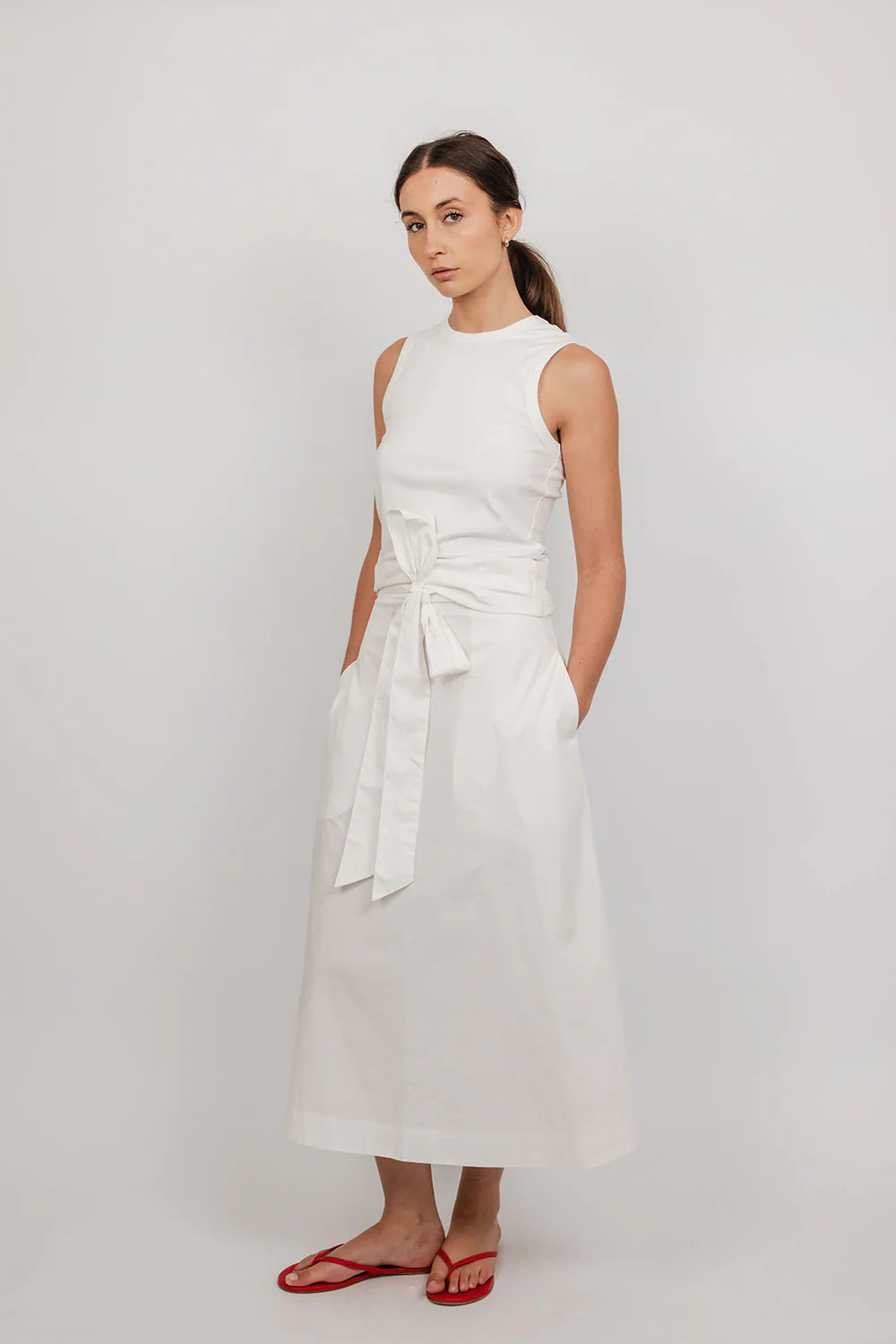 Quinn Crisp Cotton Wrap Skirt | White