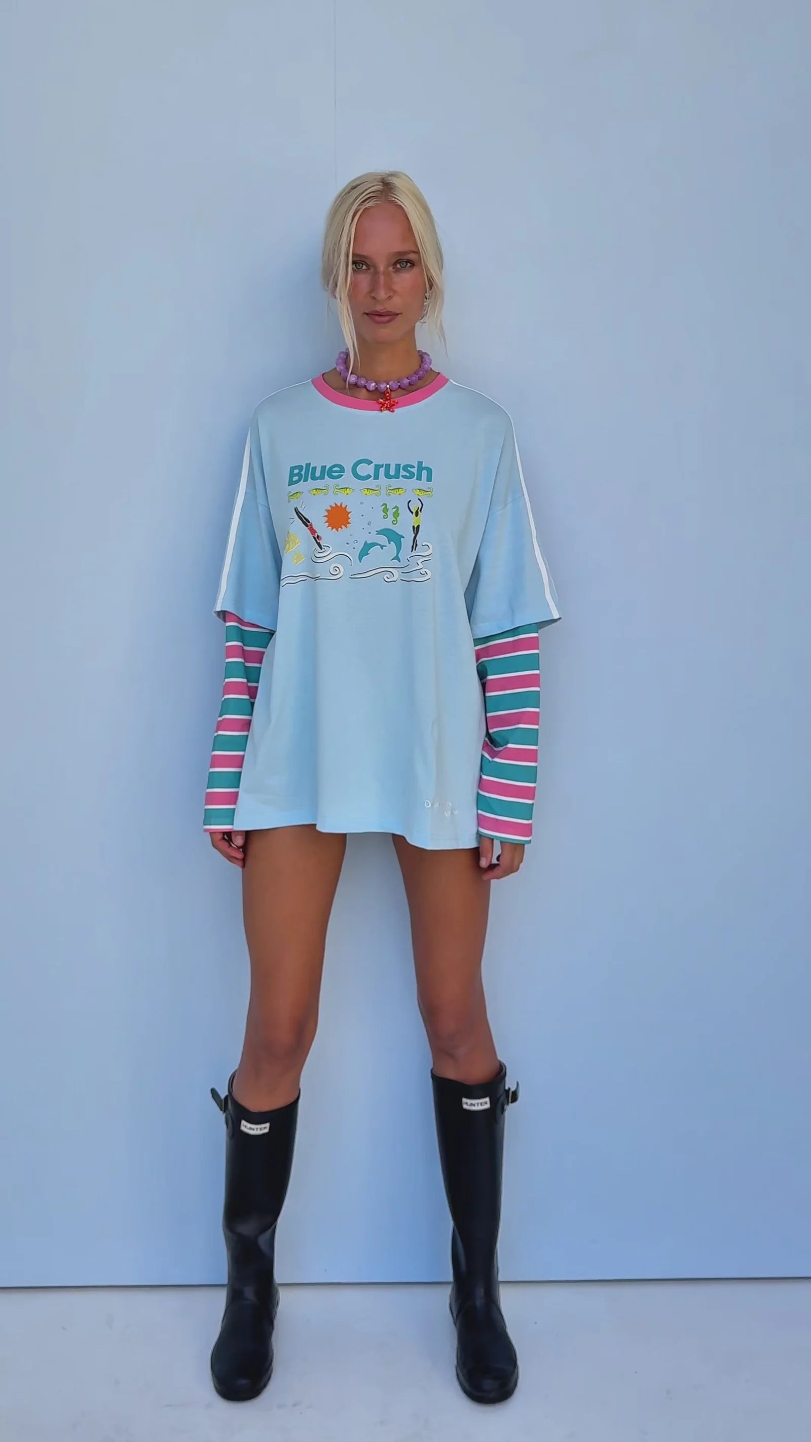 Adults Blue Crush Layered Long Sleeve in Blue