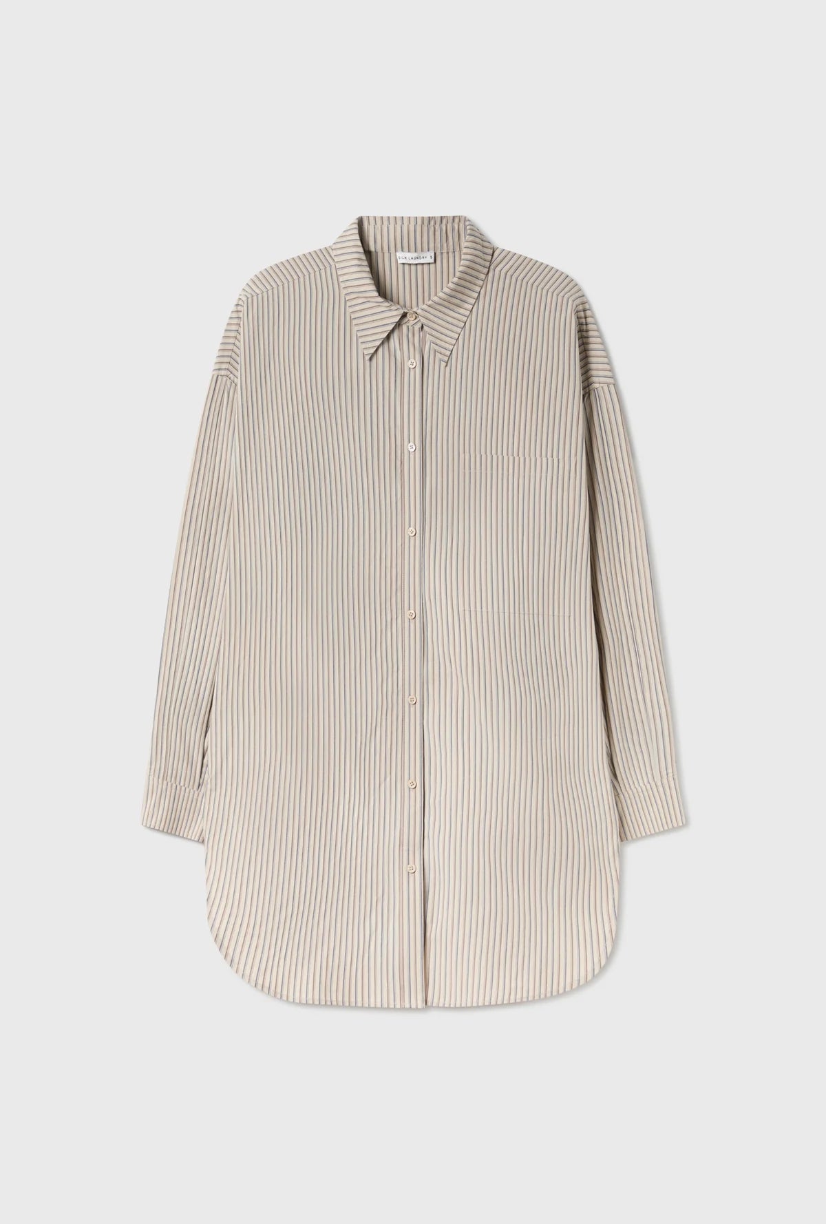 Cotton Round Shirt | Slate Stripe