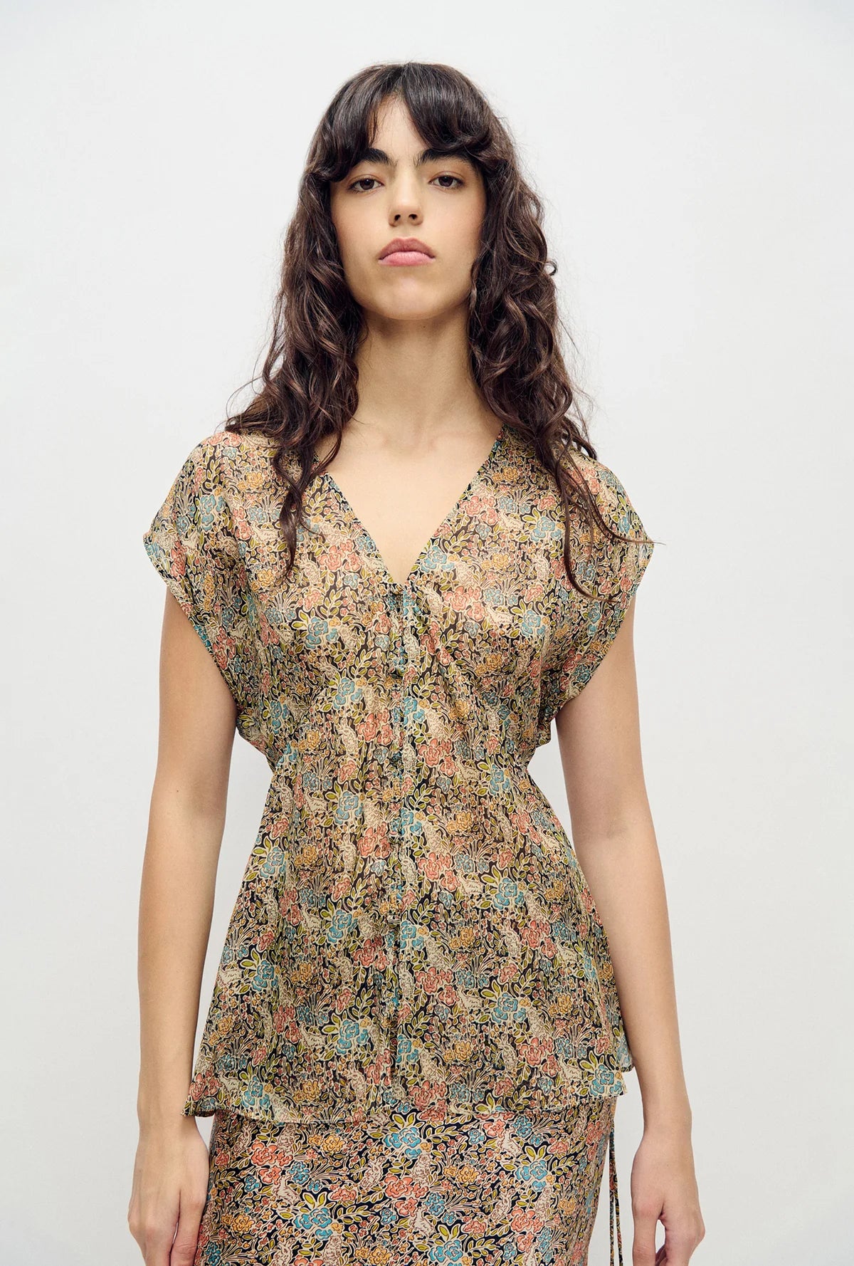 Chiffon V-Neck Top | Sugar Floral