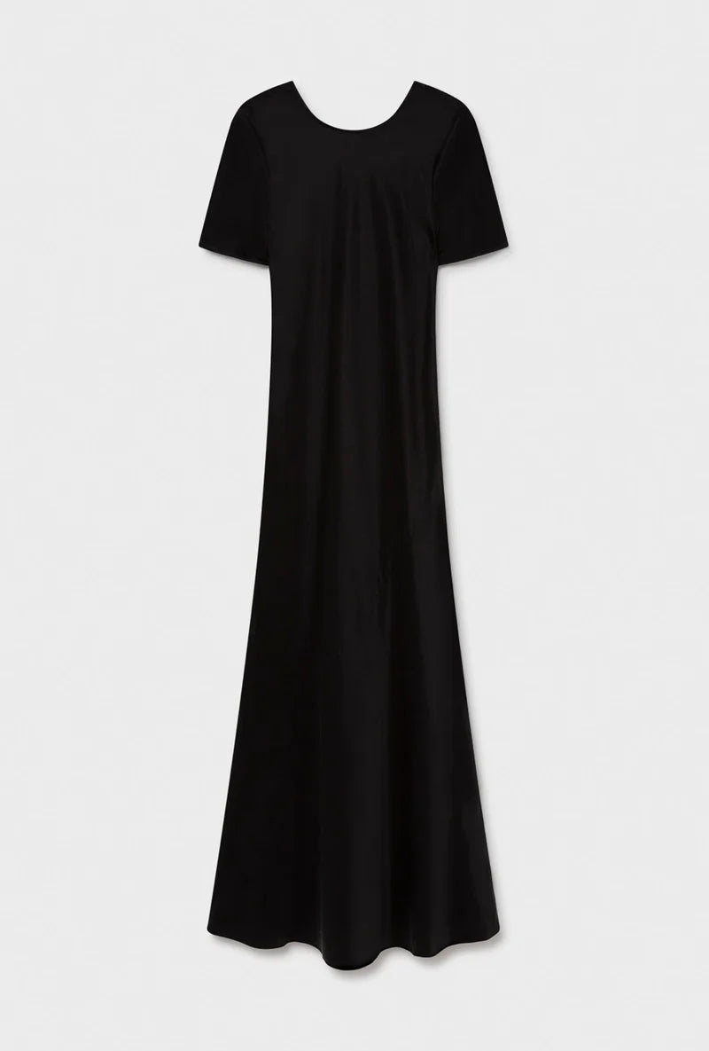 Short Sleeve Bias Dress | Black