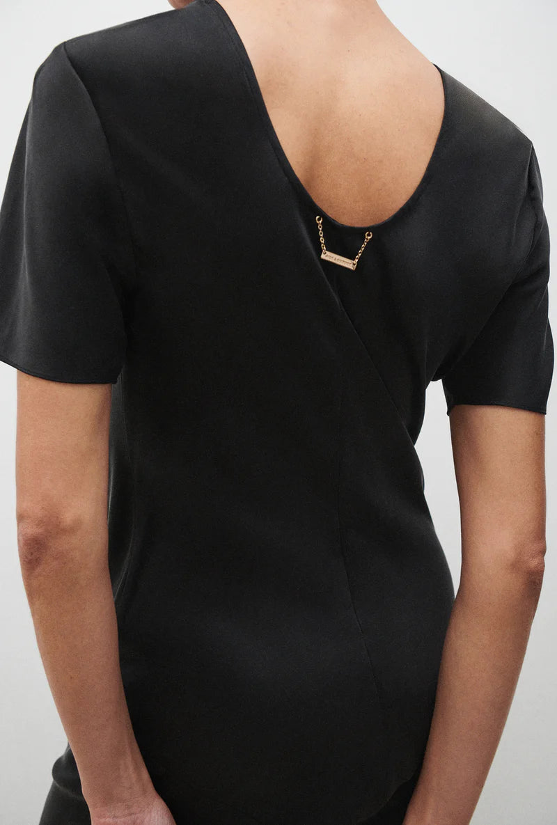 Short Sleeve Bias Dress | Black