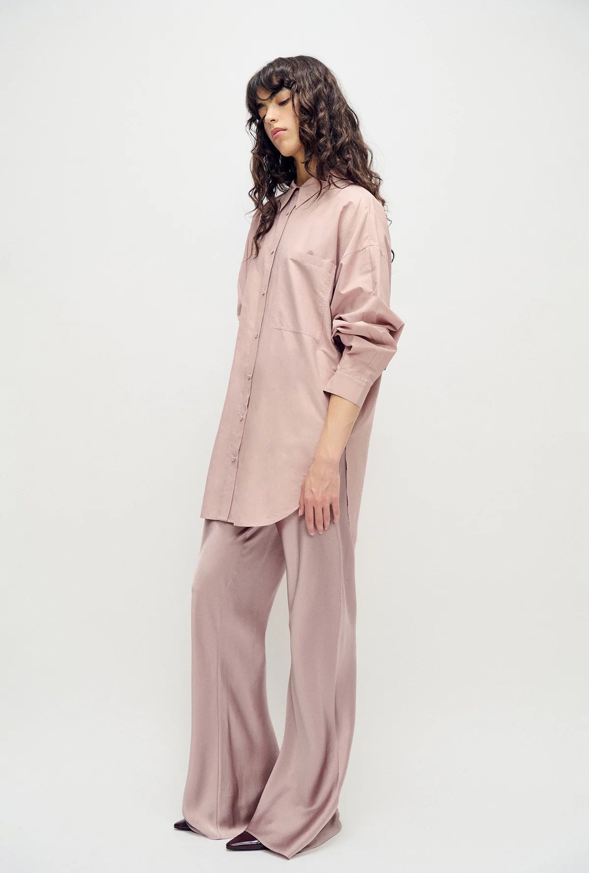 Cotton Silk Round Shirt Lasso | Vintage Pink
