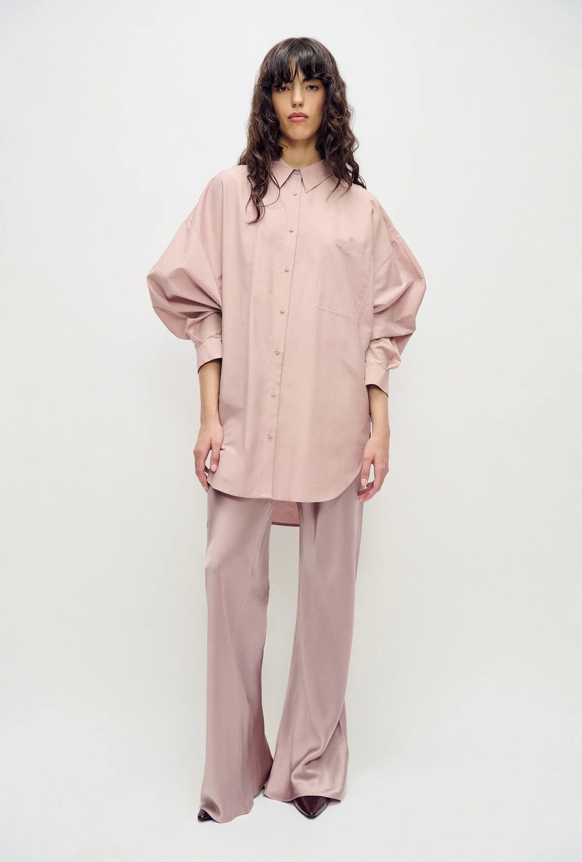 Cotton Silk Round Shirt Lasso | Vintage Pink