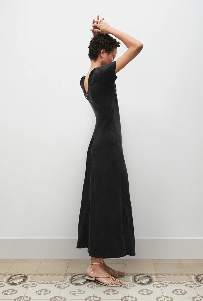 Short Sleeve Bias Dress | Black