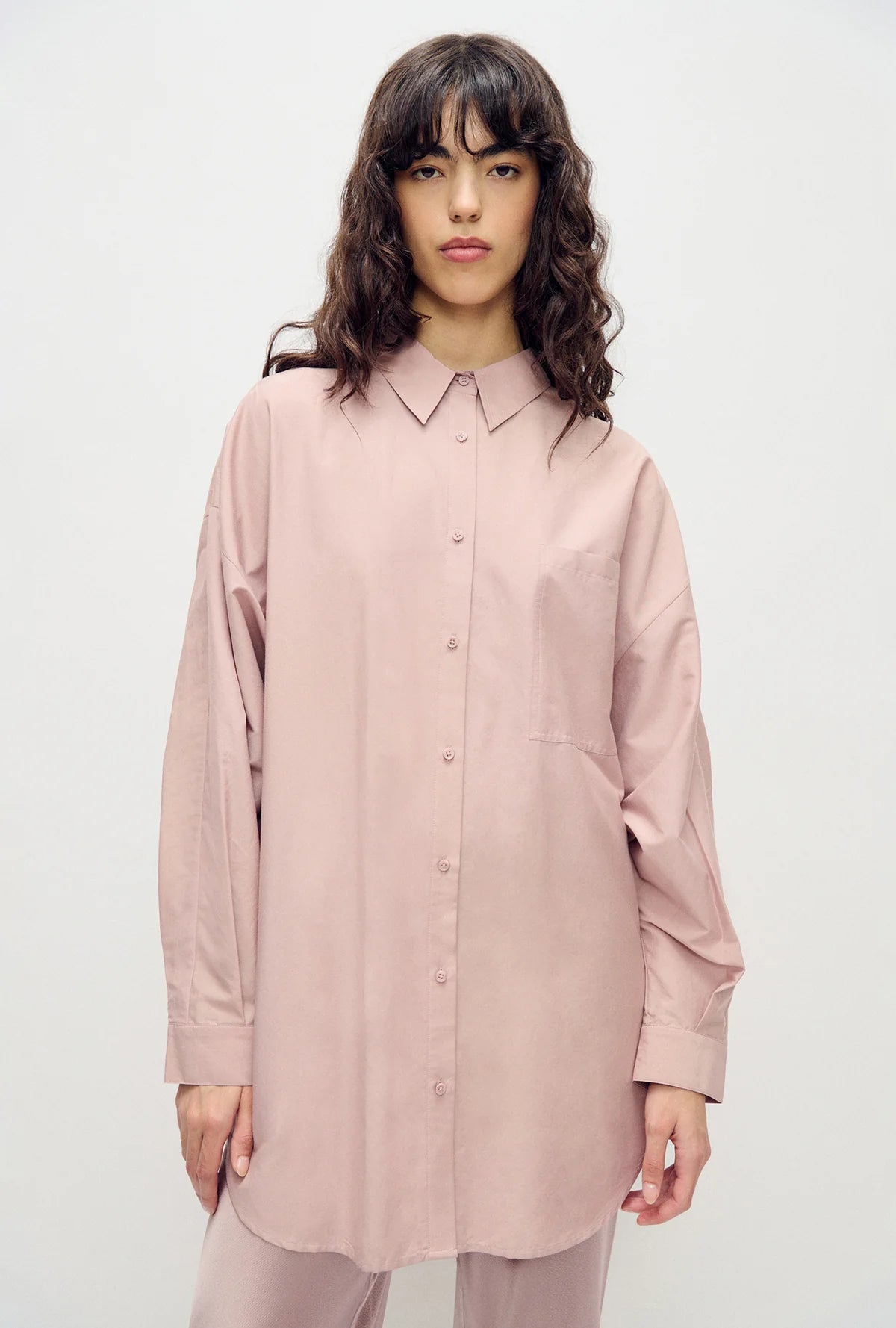 Cotton Silk Round Shirt Lasso | Vintage Pink