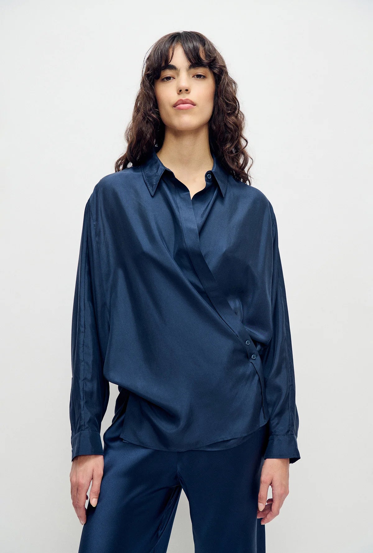 Habotai Crossover Shirt | Midnight