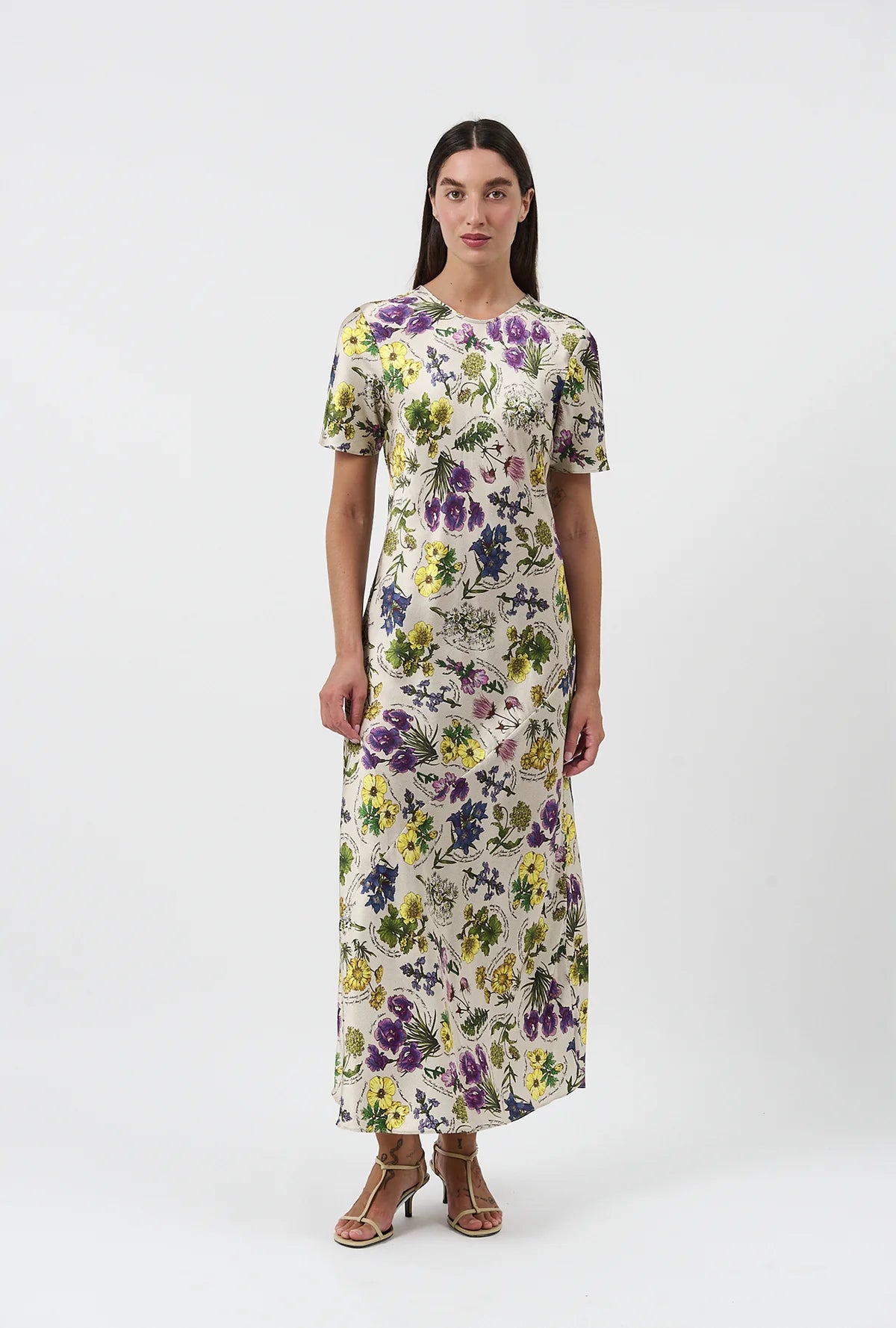 Short Sleeve Bias Cut Dress | Endangered Flowers