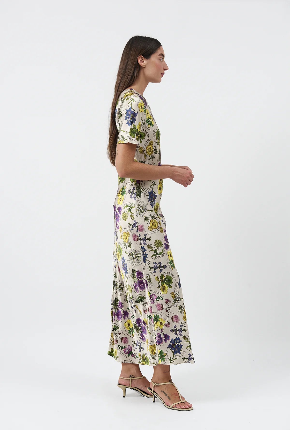 Short Sleeve Bias Cut Dress | Endangered Flowers