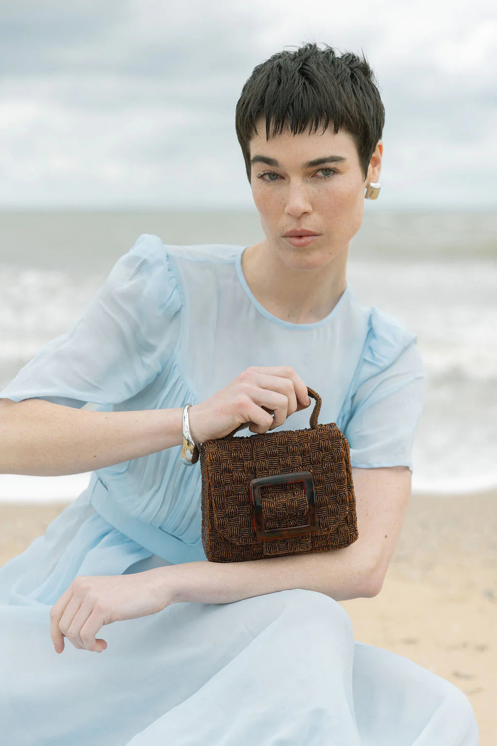 Uncovered Layers Beaded Bag | Brown