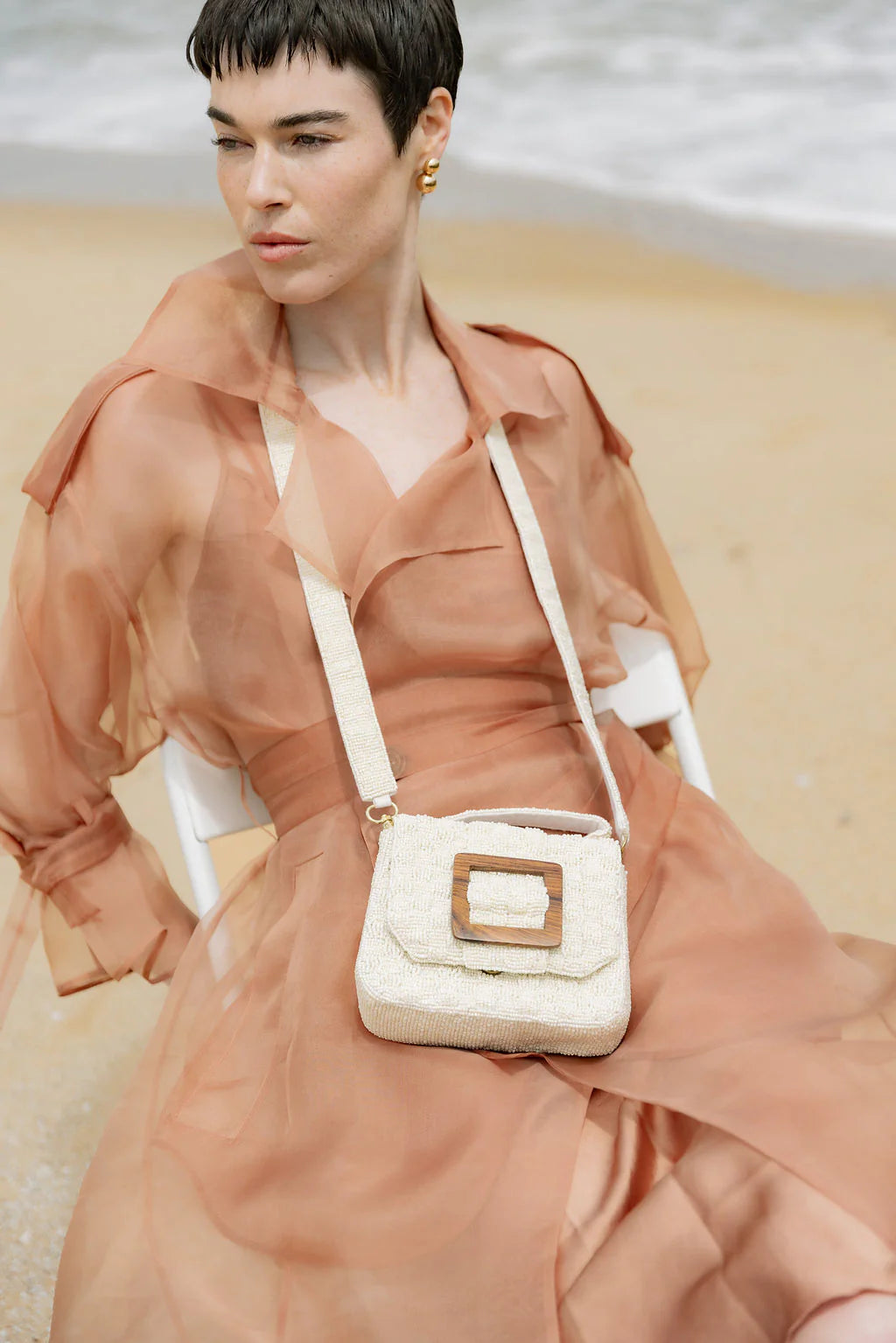 Uncovered Layers Beaded Bag | Ivory