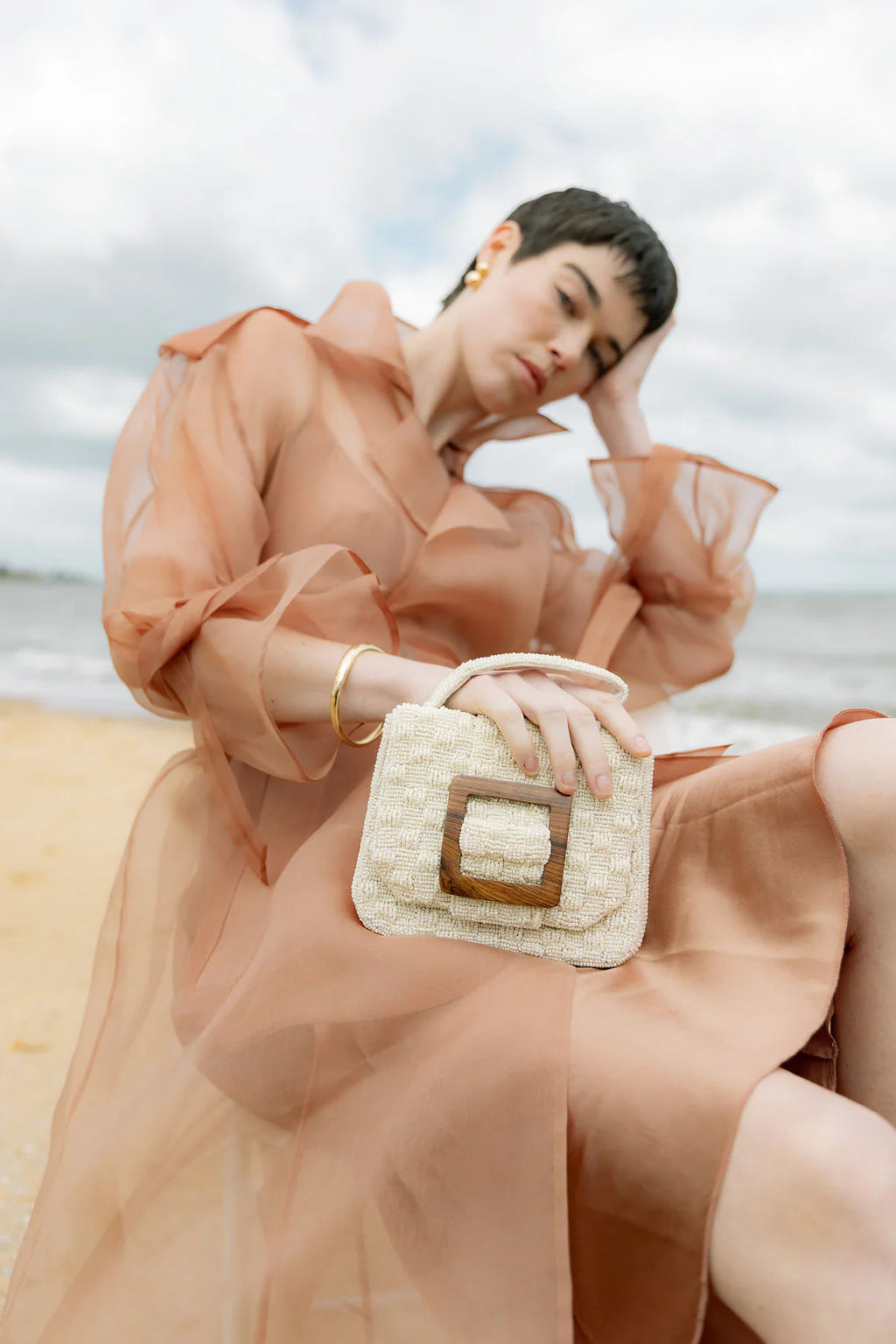 Uncovered Layers Beaded Bag | Ivory